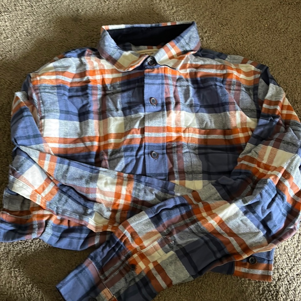 Blue & orange plaid flannel
